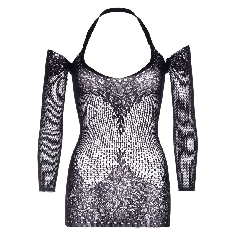 LEG AVENUE - TWIST HALTER LACE MINI DRESS ONE SIZE - Image 3