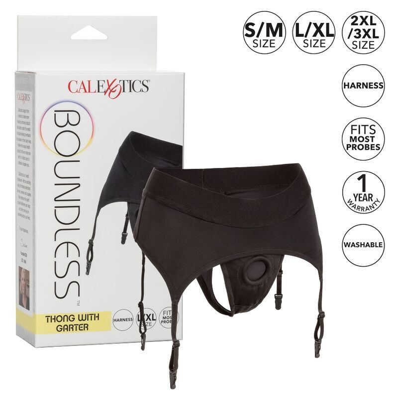 CALEXOTICS – BOUNDLESS THONG WITH GARTER S/M