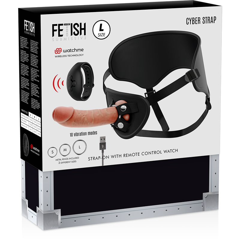 FETISH SUBMISSIVE CYBER STRAP – HARNESS WITH REMOTE CONTROL DILDO WATCHME L TECHNOLOGY