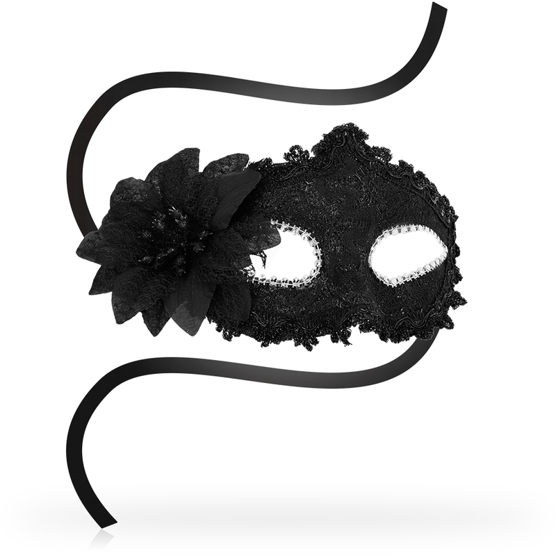 OHMAMA – ANTIZAZ MASKS VENETIAN STYLE SIDE FLOWER – BLACK