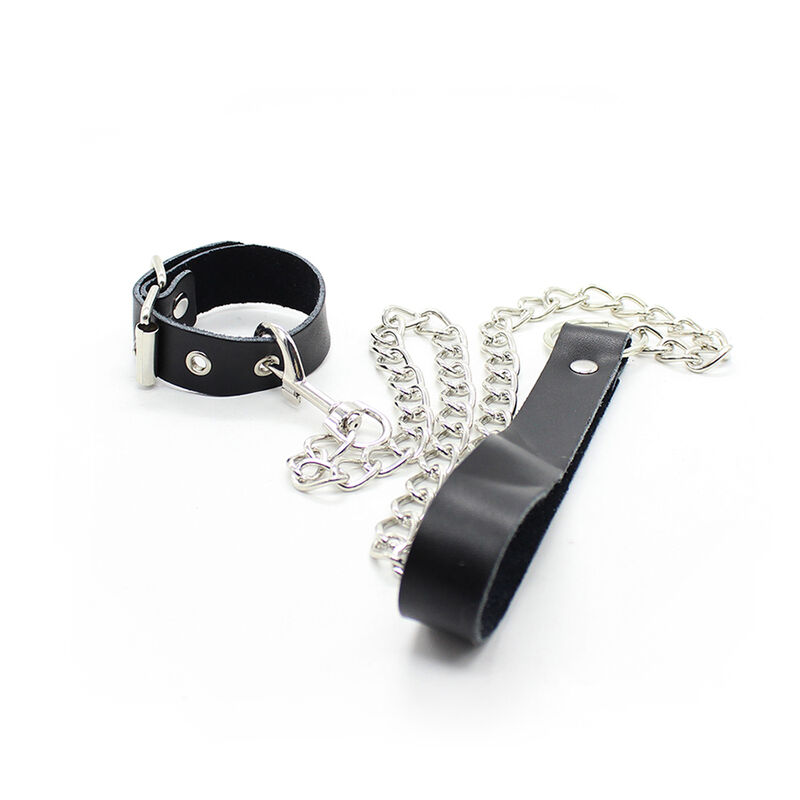 OHMAMA FETISH – PENIS NECKLACE AND LEATHER STRAP WITH METAL CHAIN