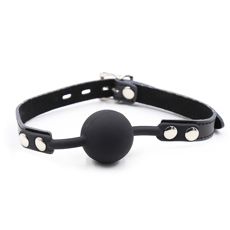 OHMAMA FETISH – SILICONE BALL GAG WITH LEATHER BELT (PADLOCK INCLUDED)