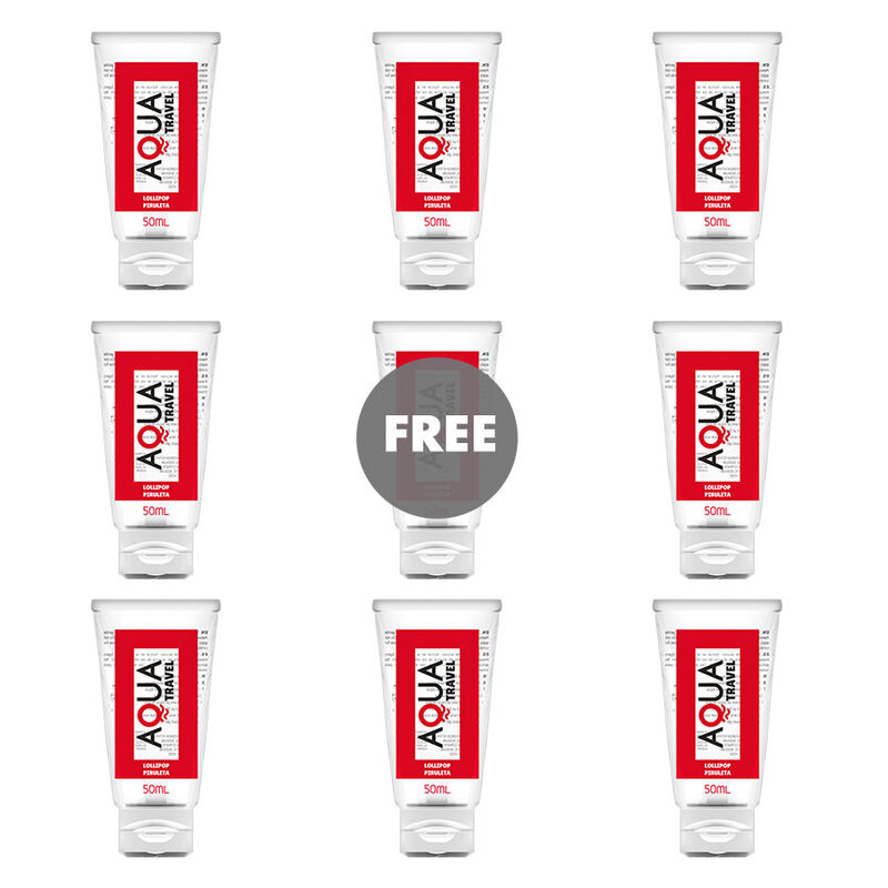 AQUA TRAVEL – LOLLIPOP FLAVOUR WATERBASED LUBRICANT – 50 ML 8+1 FREE