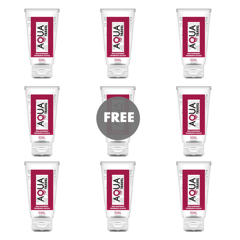 AQUA TRAVEL – WILD RASPBERRY FLAVOUR WATERBASED LUBRICANT – 50 ML 8+1 FREE