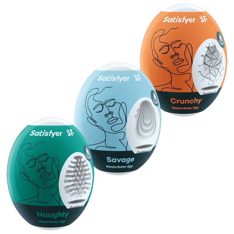 SATISFYER – 3 MASTURBATOR EGGS NAUGHTY, SAVAGE  CRUNCHY