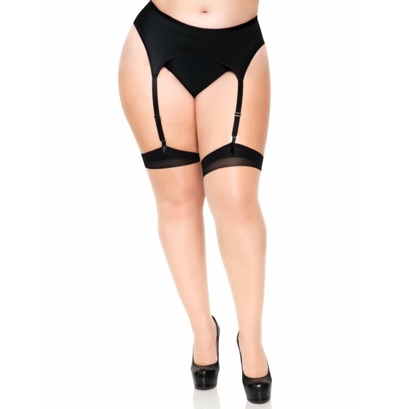 LEG AVENUE – PLUS LYCRA SHEER 2 TONE THIGH HIGH WITH BACKSEAM AND CUBAN HEEL