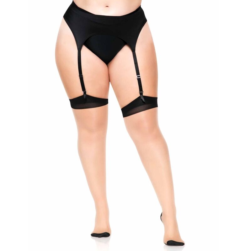LEG AVENUE - PLUS LYCRA SHEER 2 TONE THIGH HIGH WITH BACKSEAM AND CUBAN HEEL - Image 3