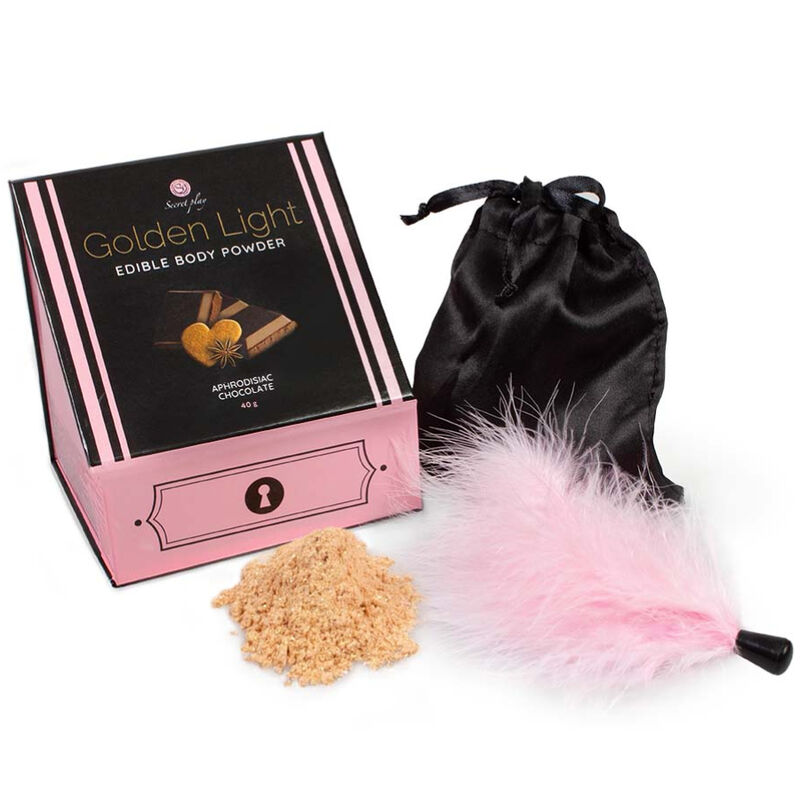 SECRETPLAY – GOLDEN LIGHT KIT APHRODISIAC CHOCOLATE EDIBLE POWDER  FEATHER