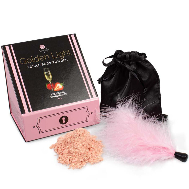 SECRETPLAY – GOLDEN LIGHT KIT SPARKLING STRAWBERRY EDIBLE POWDER  FEATHER