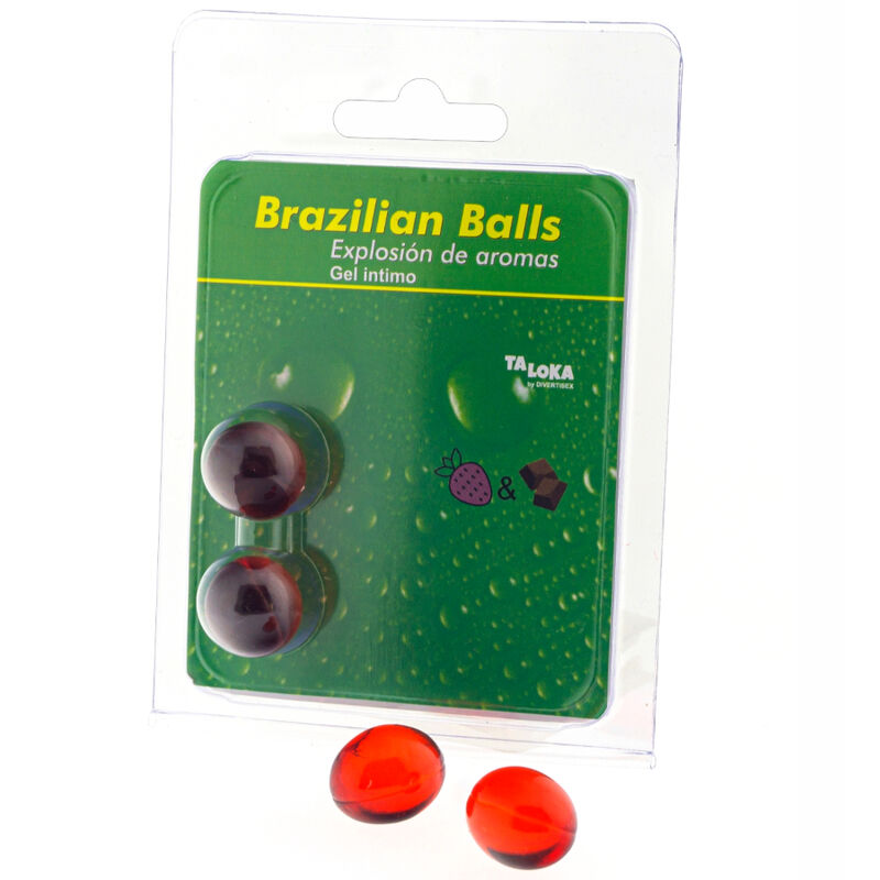 TALOKA – 2 BRAZILIAN BALLS STRAWBERRY  CHOCOLATE INTIMATE GEL