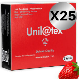 UNILATEX – RED / STRAWBERRY PRESERVATIVES PACK 25 X 144 UNITS