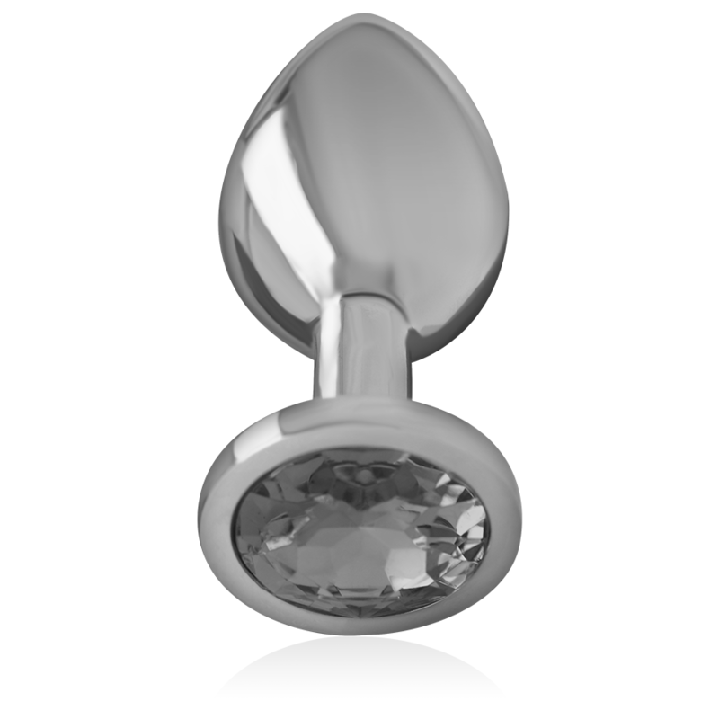 INTENSE – ALUMINUM METAL ANAL PLUG WITH BLACK GLASS SIZE L