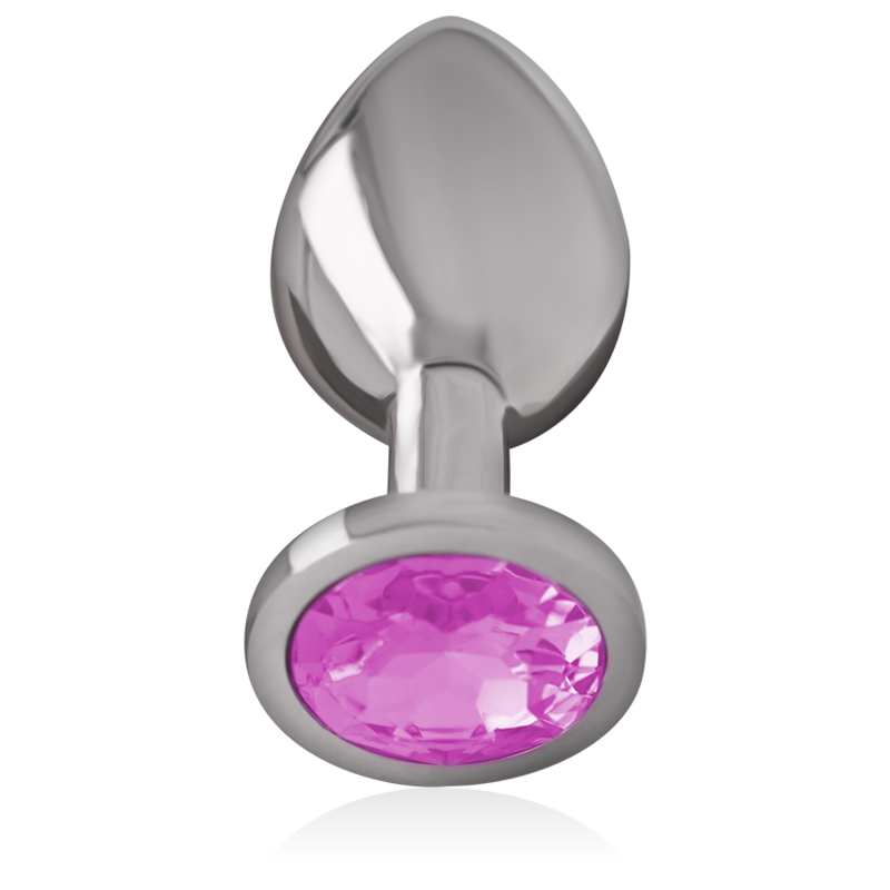 INTENSE – ALUMINUM METAL ANAL PLUG WITH PINK CRYSTAL SIZE M