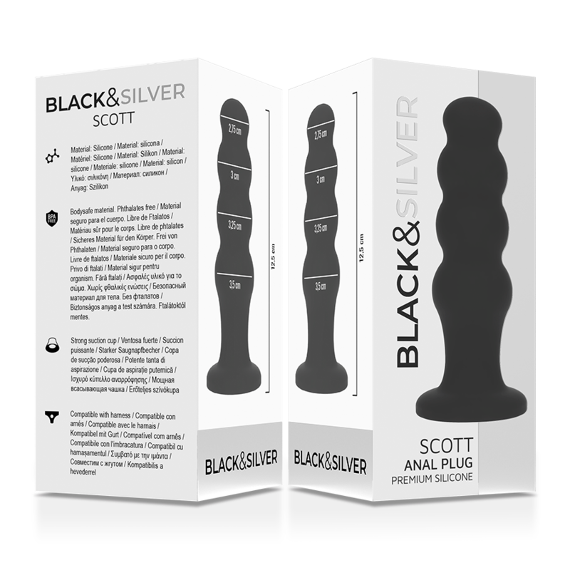 BLACKSILVER - SCOTT PREMIUM SILICONE ANAL PLUG BLACK - Image 5
