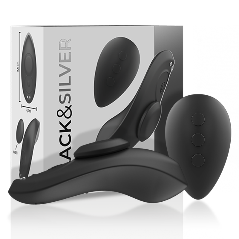 BLACKSILVER – PRESTON RECHARGEABLE SILICONE VIBRATOR PANTIE BLACK