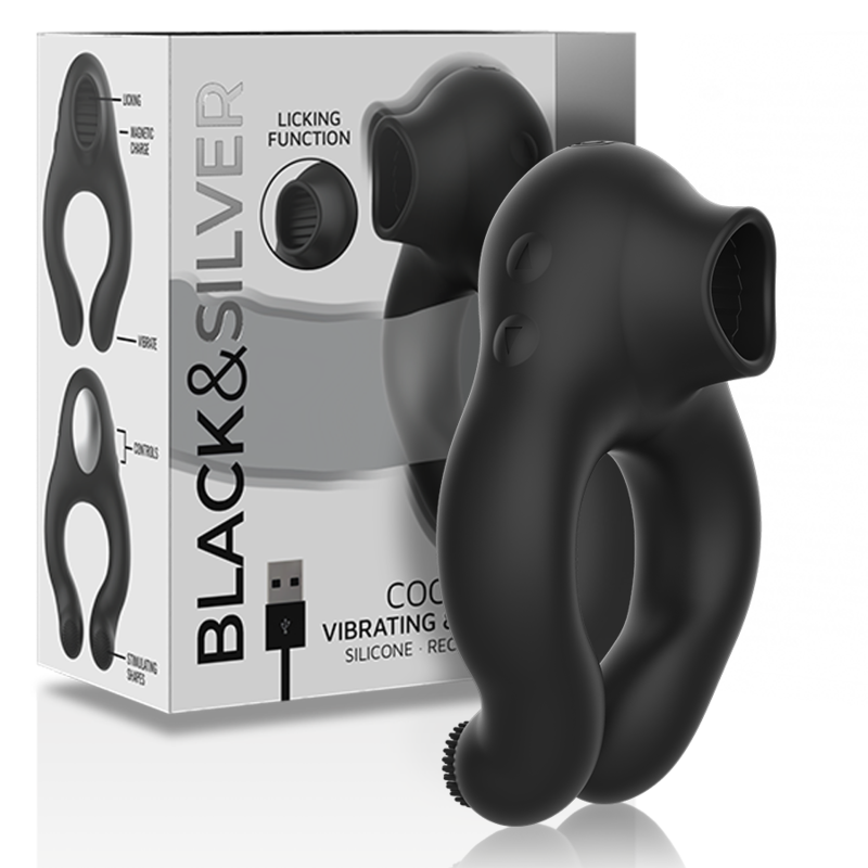 BLACKSILVER – SILICONE VIBRATOR RING 3 MOTORS RECHARGEABLE BLACK