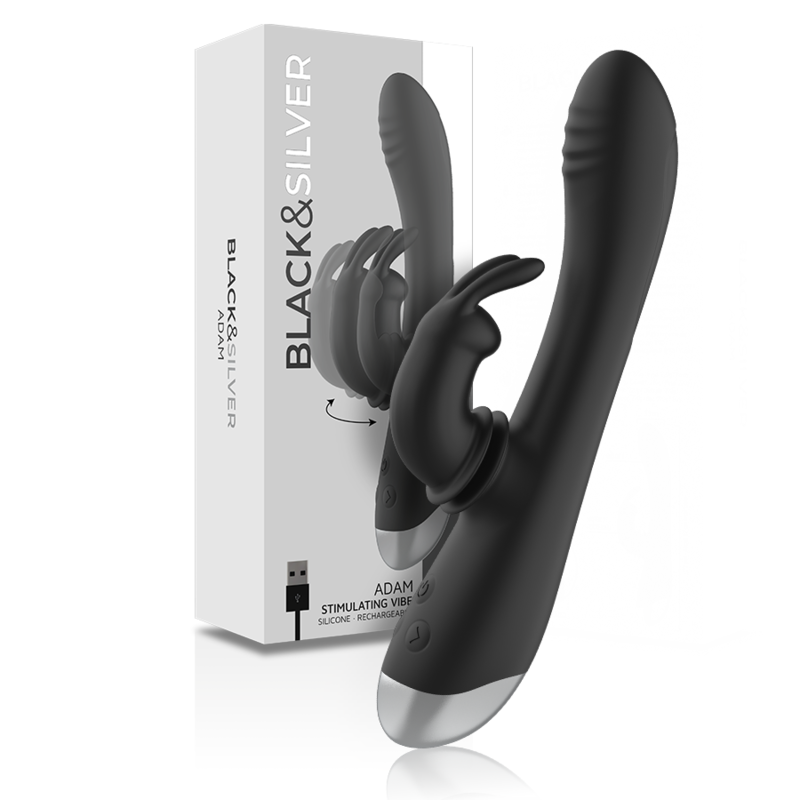 BLACKSILVER – DJ. ADAM RECHARGEABLE SILICONE RABBIT STIMULATOR BLACK
