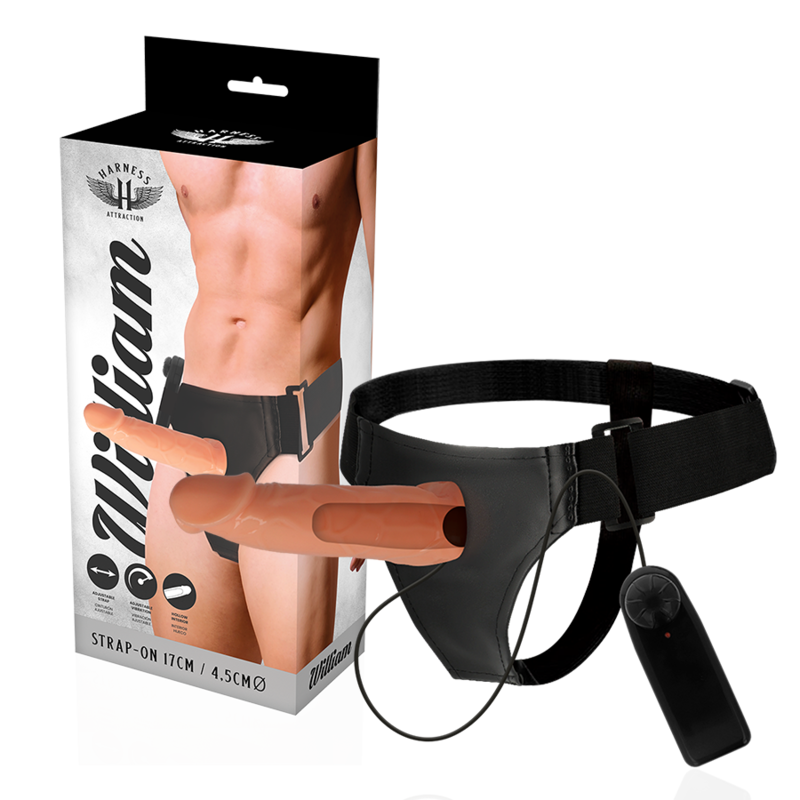 HARNESS ATTRACTION – WILLIAN HOLLOW RNES WITH VIBRATOR 17 CM -O- 4.5 CM