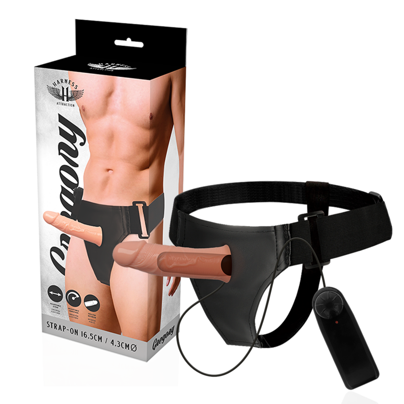 HARNESS ATTRACTION – GREGORY HOLLOW RNES WITH VIBRATOR 16.5 CM -O- 4.3 CM
