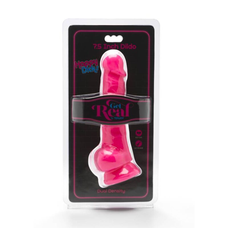 GET REAL – HAPPY DICKS 19 CM WITH BALLS PINK