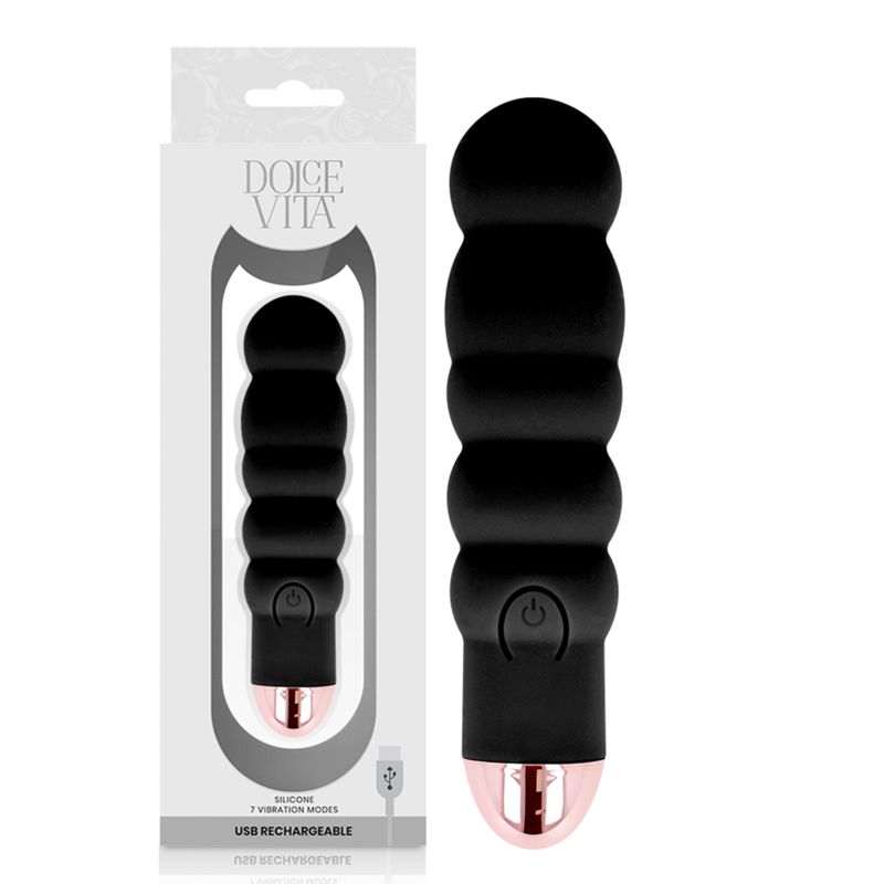 DOLCE VITA – RECHARGEABLE VIBRATOR SIX BLACK 7 SPEEDS