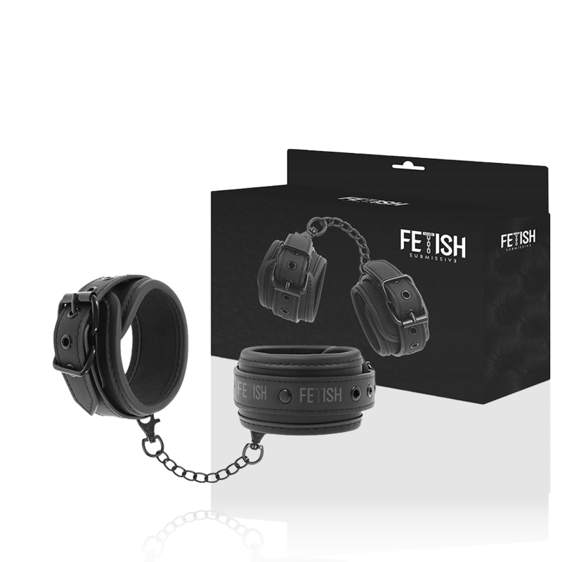 FETISH SUBMISSIVE – VEGAN LEATHER HANDCUFFS WITH NOPRENE LINING