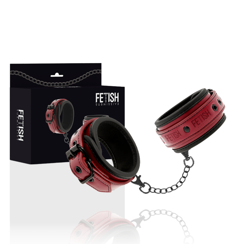 FETISH SUBMISSIVE DARK ROOM – VEGAN LEATHER HANDCUFFS WITH NEOPRENE LINING