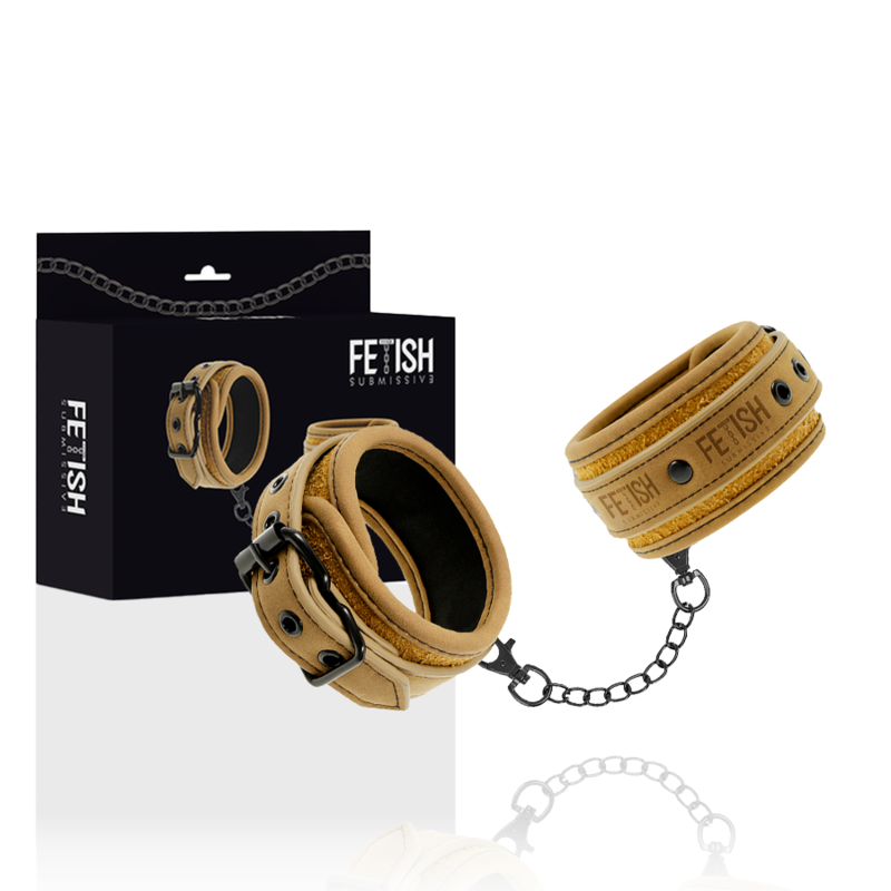 FETISH SUBMISSIVE ORIGEN – VEGAN LEATHER HANDCUFFS WITH NEOPRENE LINING
