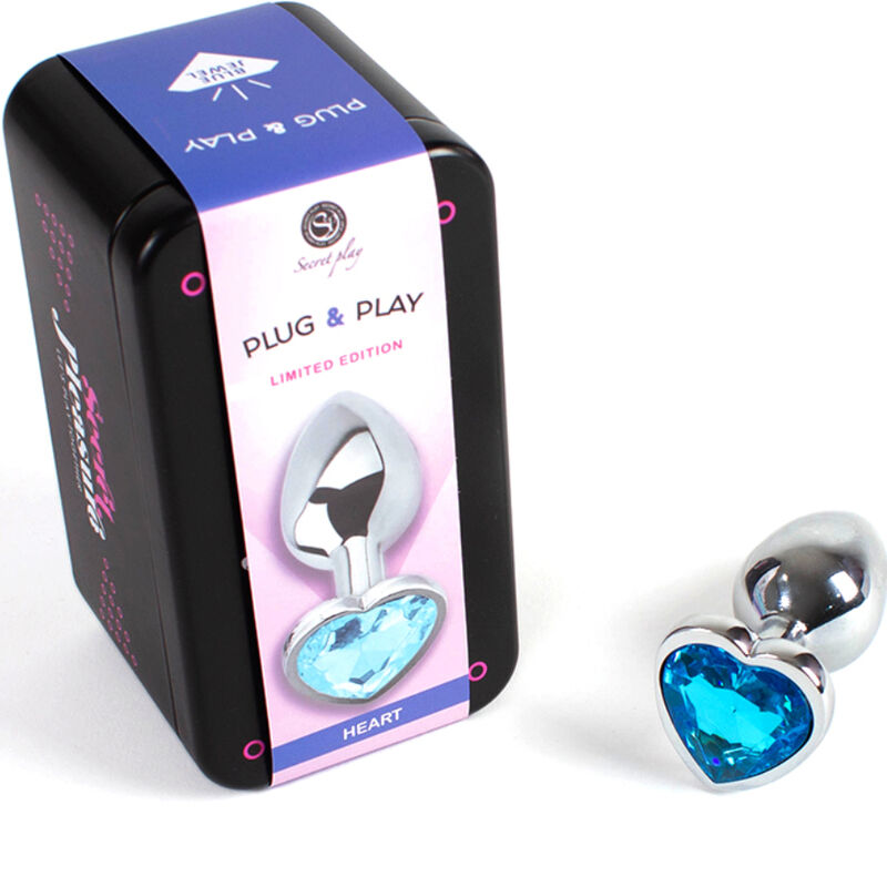 SECRETPLAY – METAL BUTT PLUG BLUE HEART SMALL SIZE 7 CM