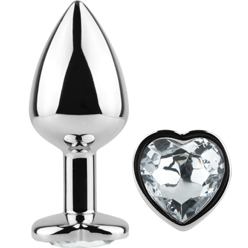 SECRETPLAY – METAL BUTT PLUG CLEAR CRYSTAL HEART SMALL SIZE 7 CM