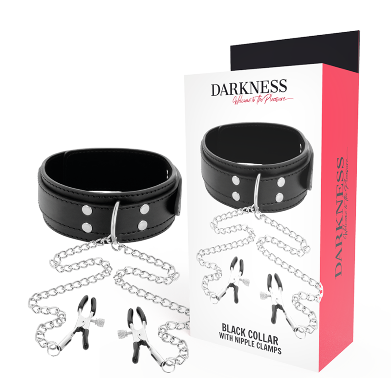 DARKNESS – COLLAR WITH NIPPLE CLAMPS BLACK