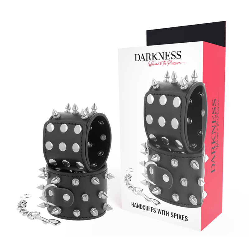 DARKNESS – SKULLS AND BONES BLACK SPIKED HANDCUFFS