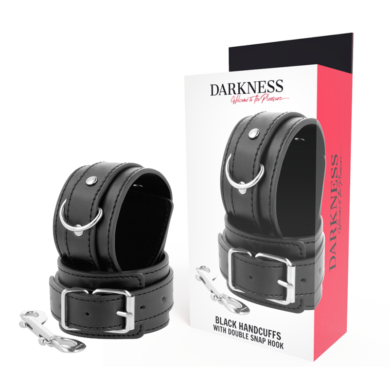 DARKNESS – BLACK ADJUSTABLE HANDCUFFS WITH DOUBLE REINFORCEMENT TAPE