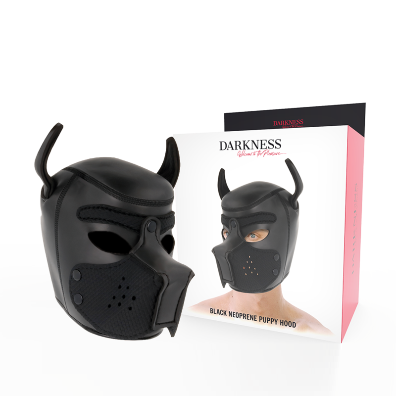 DARKNESS – NEOPRENE DOG MASK WITH REMOVABLE MUZZLE L
