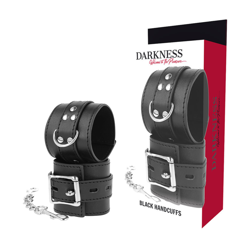 DARKNESS – BLACK LEATHER HANDCUFFS