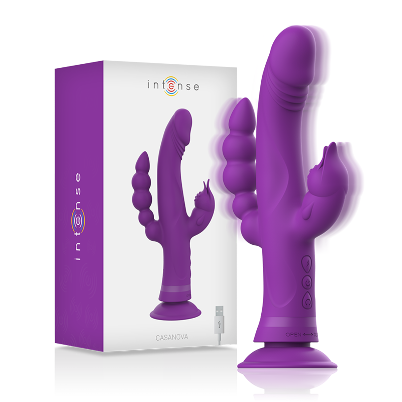 INTENSE – CASANOVA RABBIT SILICONE VIBRATOR TRIPLE MOTOR PURPLE