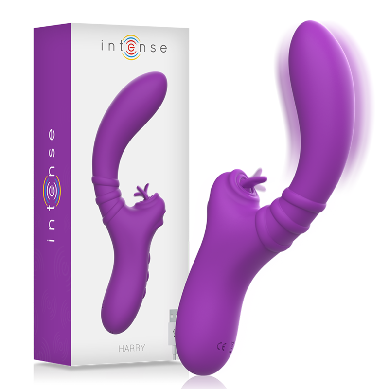 INTENSE – HARRY FLEXIBLE VIBRATOR WITH PURPLE TONGUE