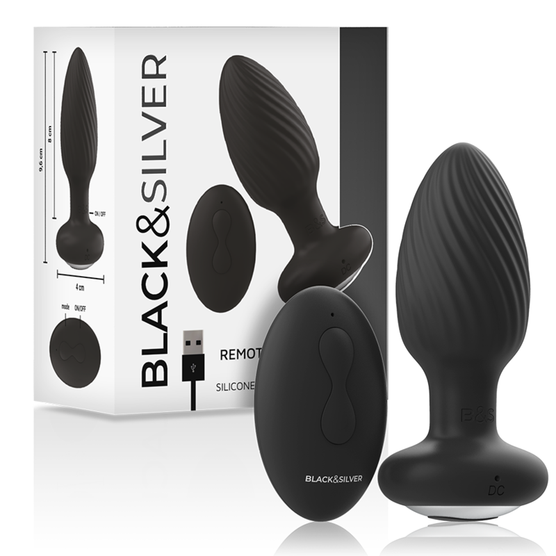 BLACKSILVER – WELLS PLUG SILICONE ANAL ROTATOR REMOTE CONTROL