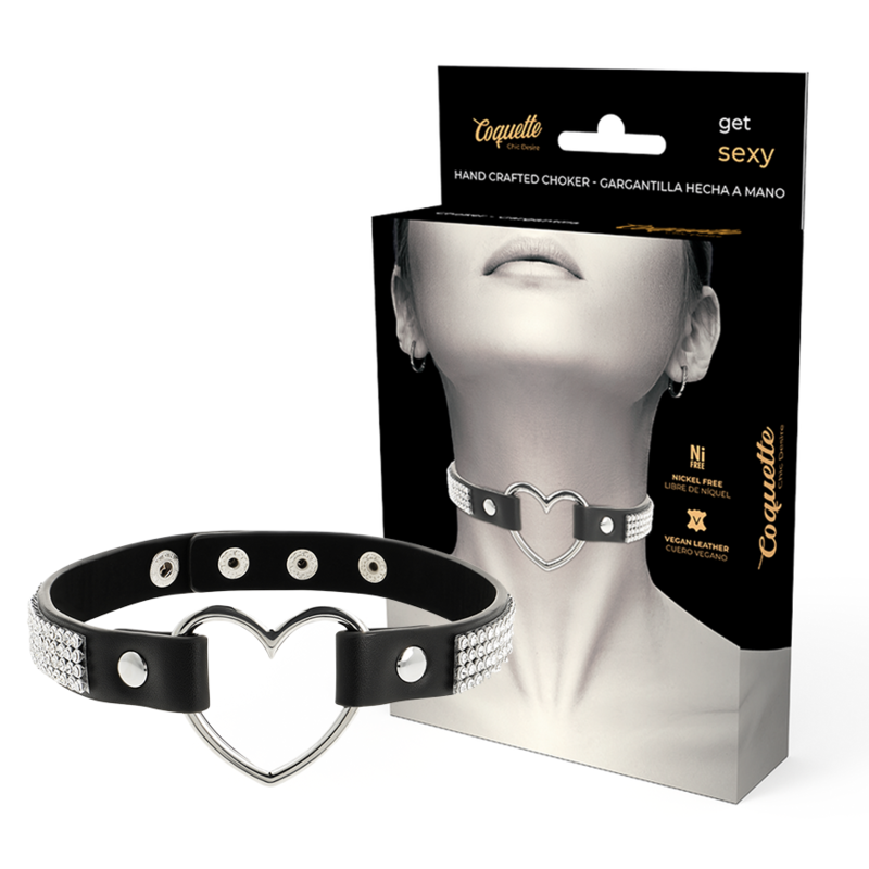 COQUETTE CHIC DESIRE – VEGAN LEATHER CHOKER WITH HEART