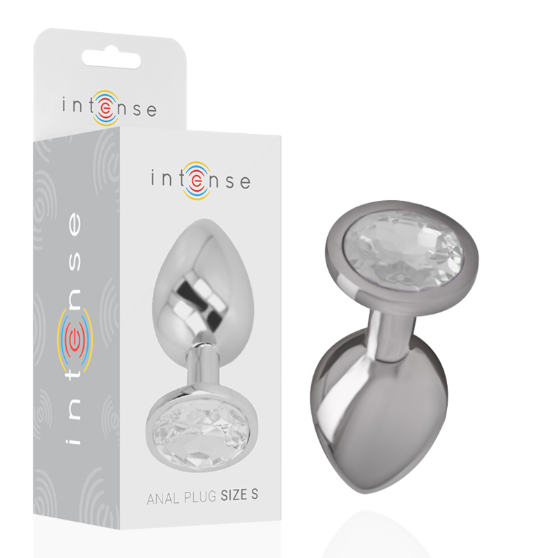 INTENSE – ALUMINUM METAL ANAL PLUG WITH SILVER CRYSTAL SIZE S