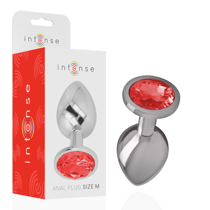 INTENSE – METAL ANAL PLUG WITH RED CRYSTAL SIZE M