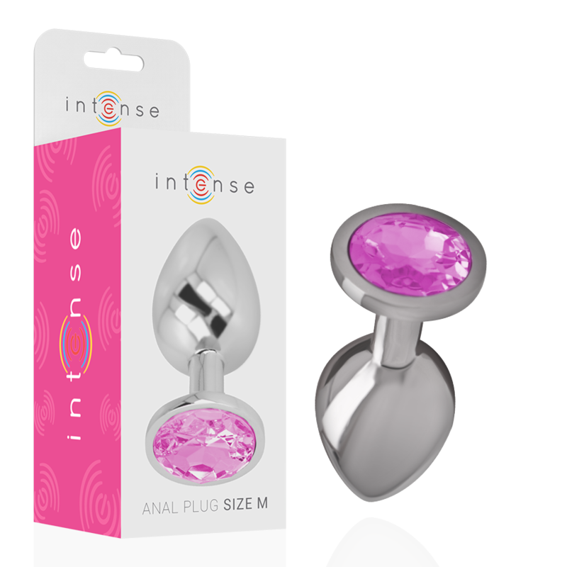 INTENSE – ALUMINUM METAL ANAL PLUG WITH PINK CRYSTAL SIZE M