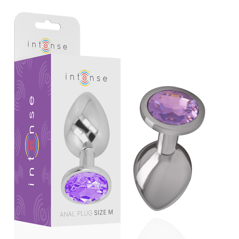 INTENSE – ALUMINUM METAL ANAL PLUG WITH VIOLET CRYSTAL SIZE M
