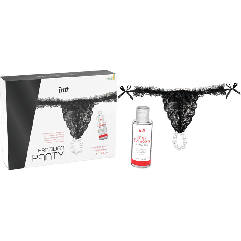 INTT RELEASES - BRAZILIAN BLACK PANTY WITH PEARLS AND LUBRICANT GEL 50 ML - Image 3