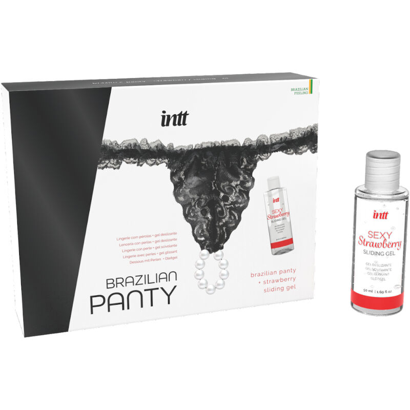 INTT RELEASES – BRAZILIAN BLACK PANTY WITH PEARLS AND LUBRICANT GEL 50 ML