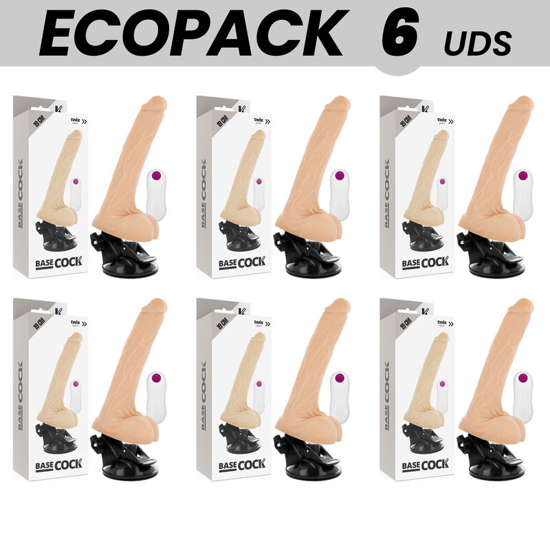 ECOPACK 6 UNITS – BASECOCK REALISTIC VIBRATOR REMOTE CONTROL FLESH 19 CM -O- 4 CM