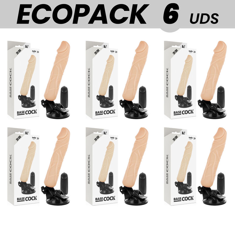 ECOPACK 6 UNITS – BASECOCK REALISTIC VIBRATOR REMOTE CONTROL FLESH 20 CM -O- 4 CM