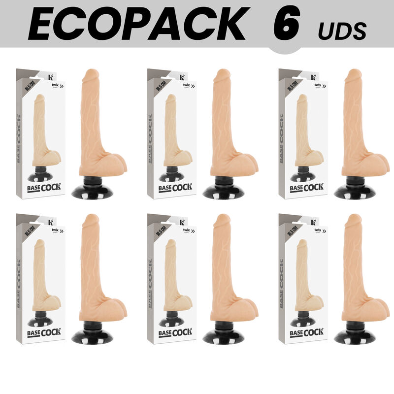 ECOPACK 6 UNITS – BASECOCK REALISTIC VIBRATOR 2-1 FLESH 18.5 CM -O- 4 CM