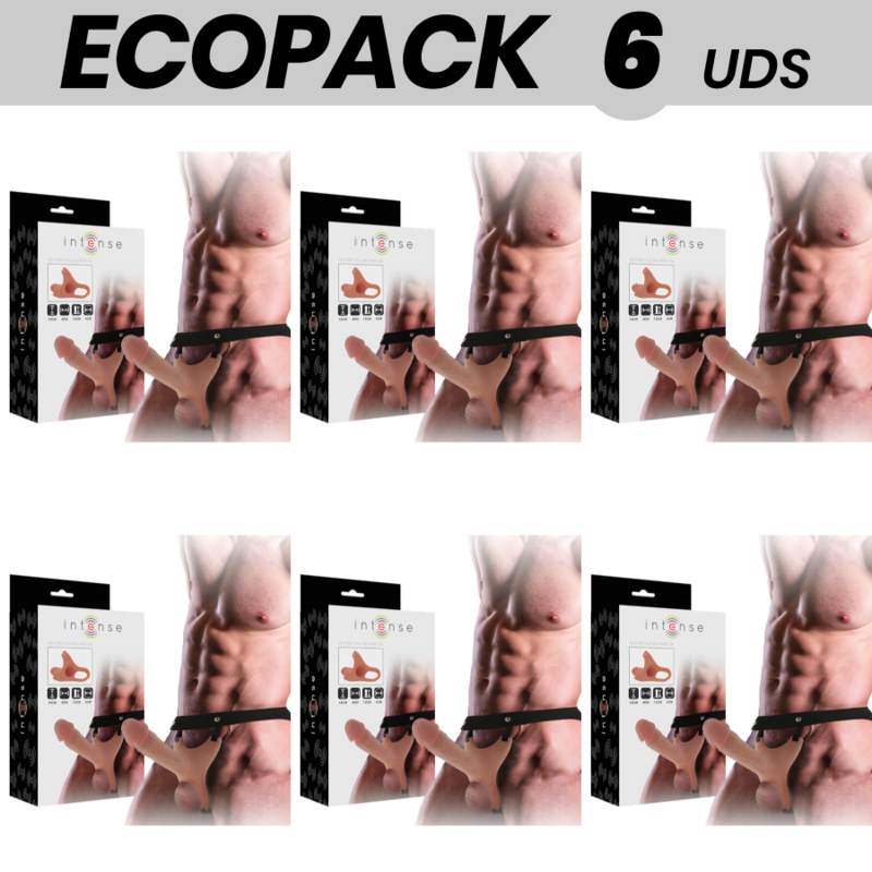 ECOPACK 6 UNITS – INTENSE HOLLOW HARNESS WITH DILDO 16 X 3.5 CM