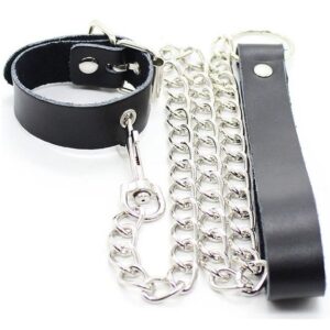 OHMAMA FETISH – PENIS NECKLACE AND LEATHER STRAP WITH METAL CHAIN